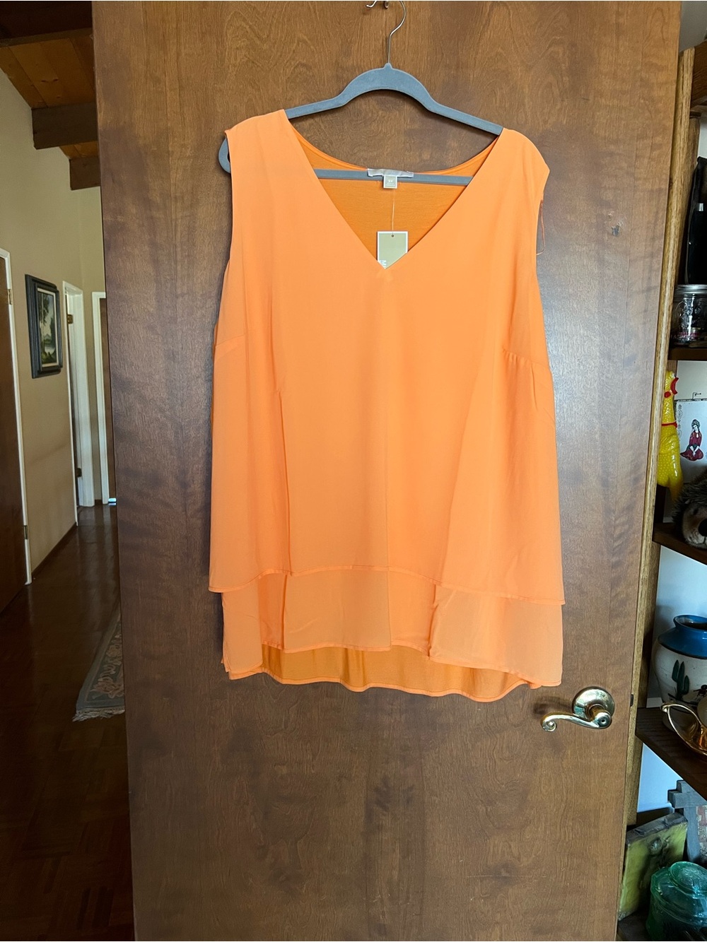 Michael Kors Orange Layered V-Neck Sleeveless Tunic